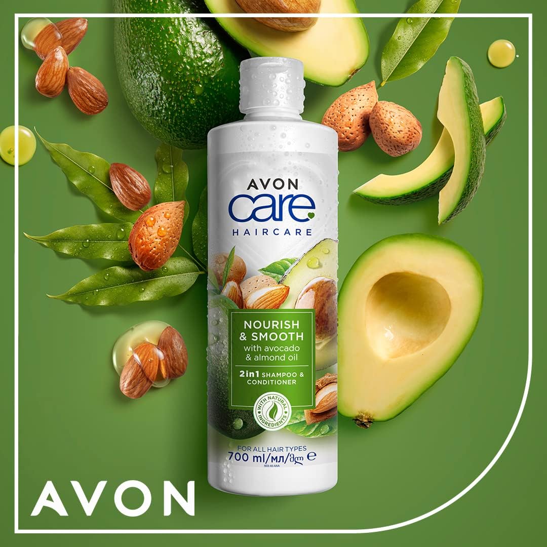 Avon Care Nourish & Smooth 2-in-1 Shampoo & Conditioner Infused with avocado and almond oil