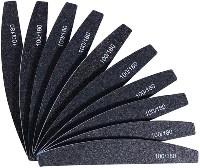 10 Pack Double-Sided 100/180 Grit Nail File, Professional Emery Board Manicure Tools for Nail Grooming and Styling