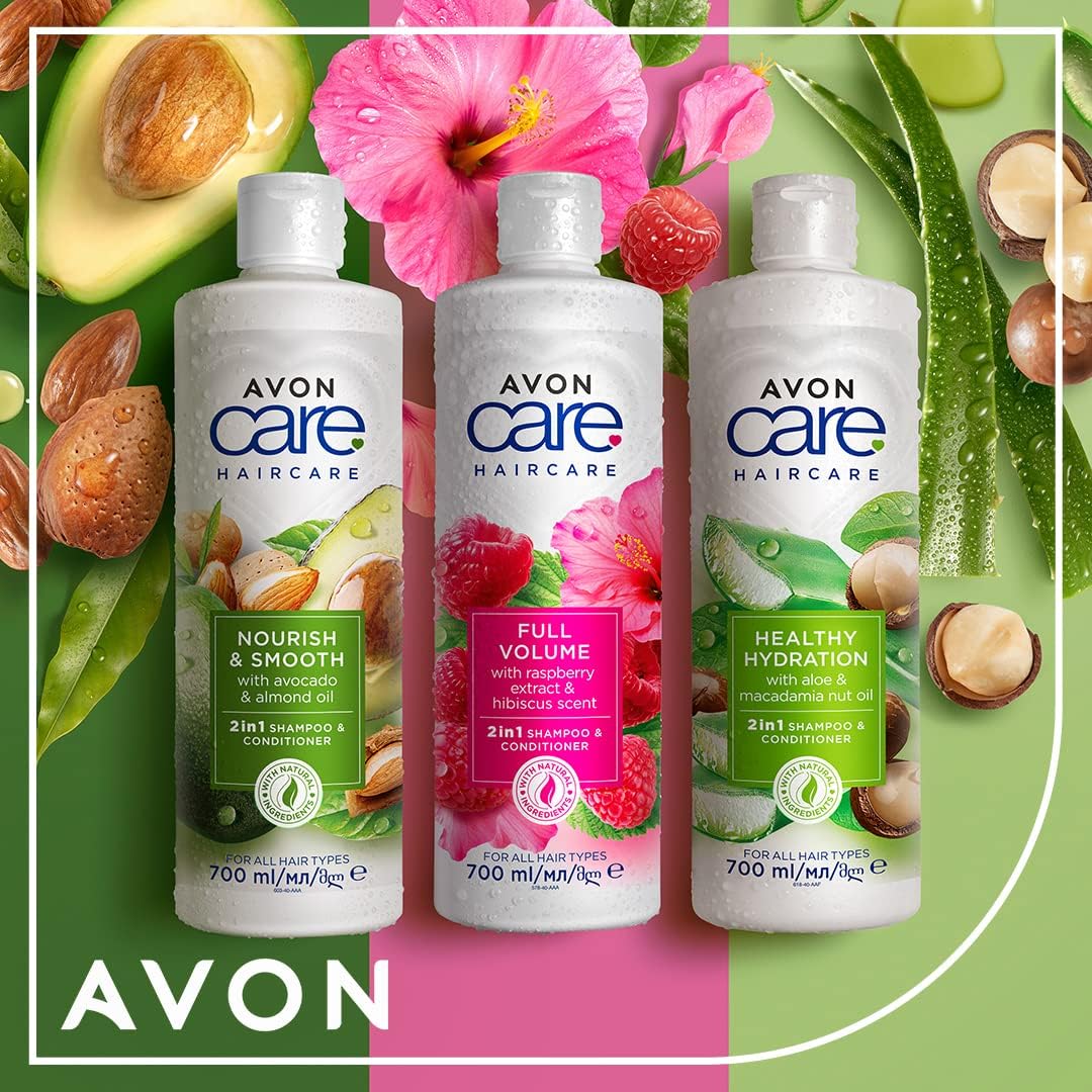 Avon Care Nourish & Smooth 2-in-1 Shampoo & Conditioner Infused with avocado and almond oil