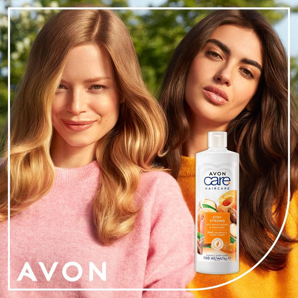 Avon Care Stay Strong 2-in-1 Shampoo & Conditioner Infused with apricot extract and shea butter (1 Bottle)