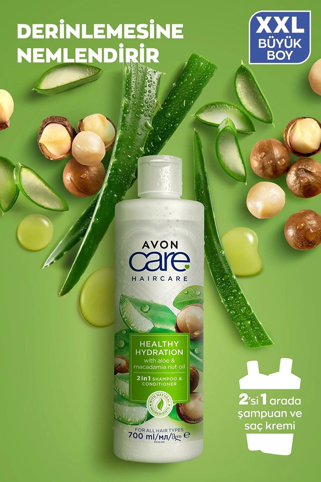 Avon Care Healthy Hydration 2-in-1 Shampoo & Conditioner Infused with aloe vera and macademia nut oil (1 Bottle)