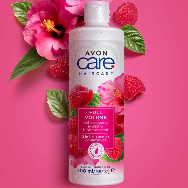 Avon Care Full Volume 2-in-1 Shampoo & Conditioner Infused with raspberry extract and hibiscus scent