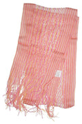 Ladies Crochet Panelled Stripe Neck Scarf (Pink)