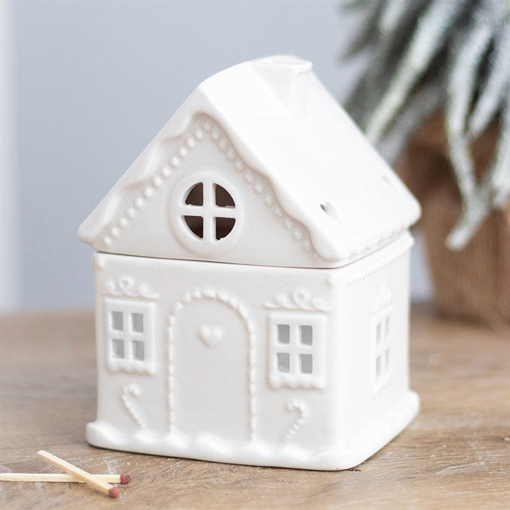 White Gingerbread House Oil Burner