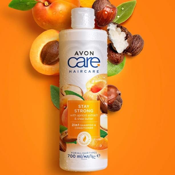 Avon Care Stay Strong 2-in-1 Shampoo & Conditioner Infused with apricot extract and shea butter (1 Bottle)