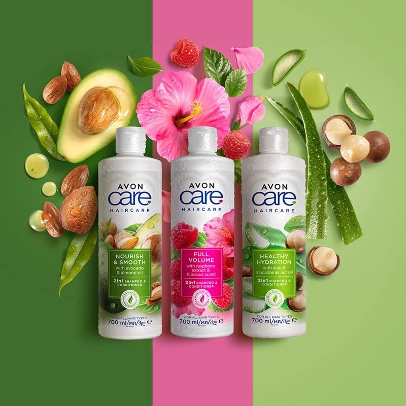 Avon Care Nourish & Smooth 2-in-1 Shampoo & Conditioner Infused with avocado and almond oil