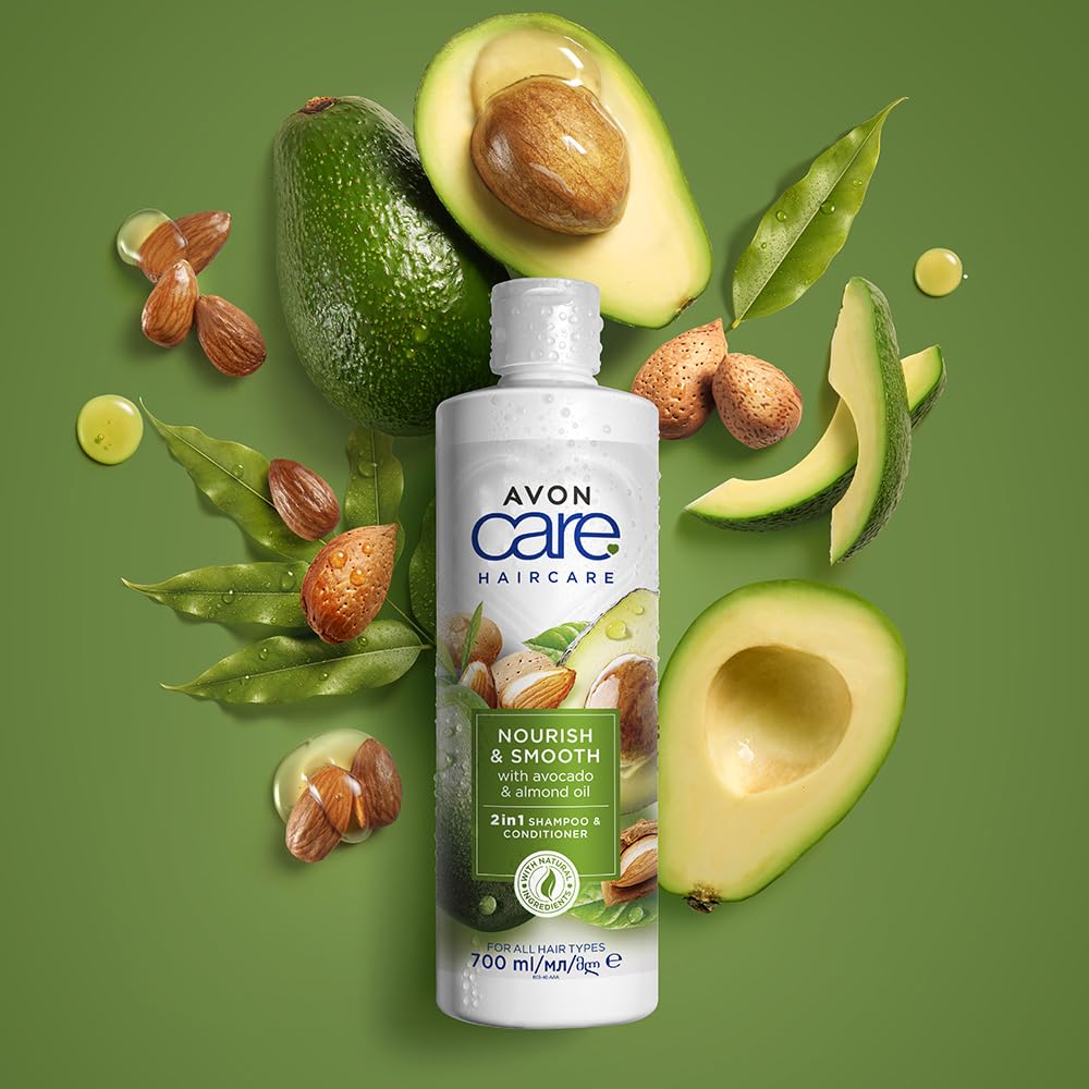 Avon Care Nourish & Smooth 2-in-1 Shampoo & Conditioner Infused with avocado and almond oil