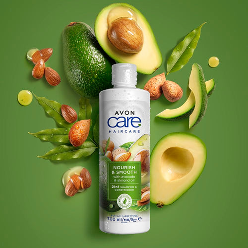 Avon Care Nourish & Smooth 2-in-1 Shampoo & Conditioner Infused with avocado and almond oil