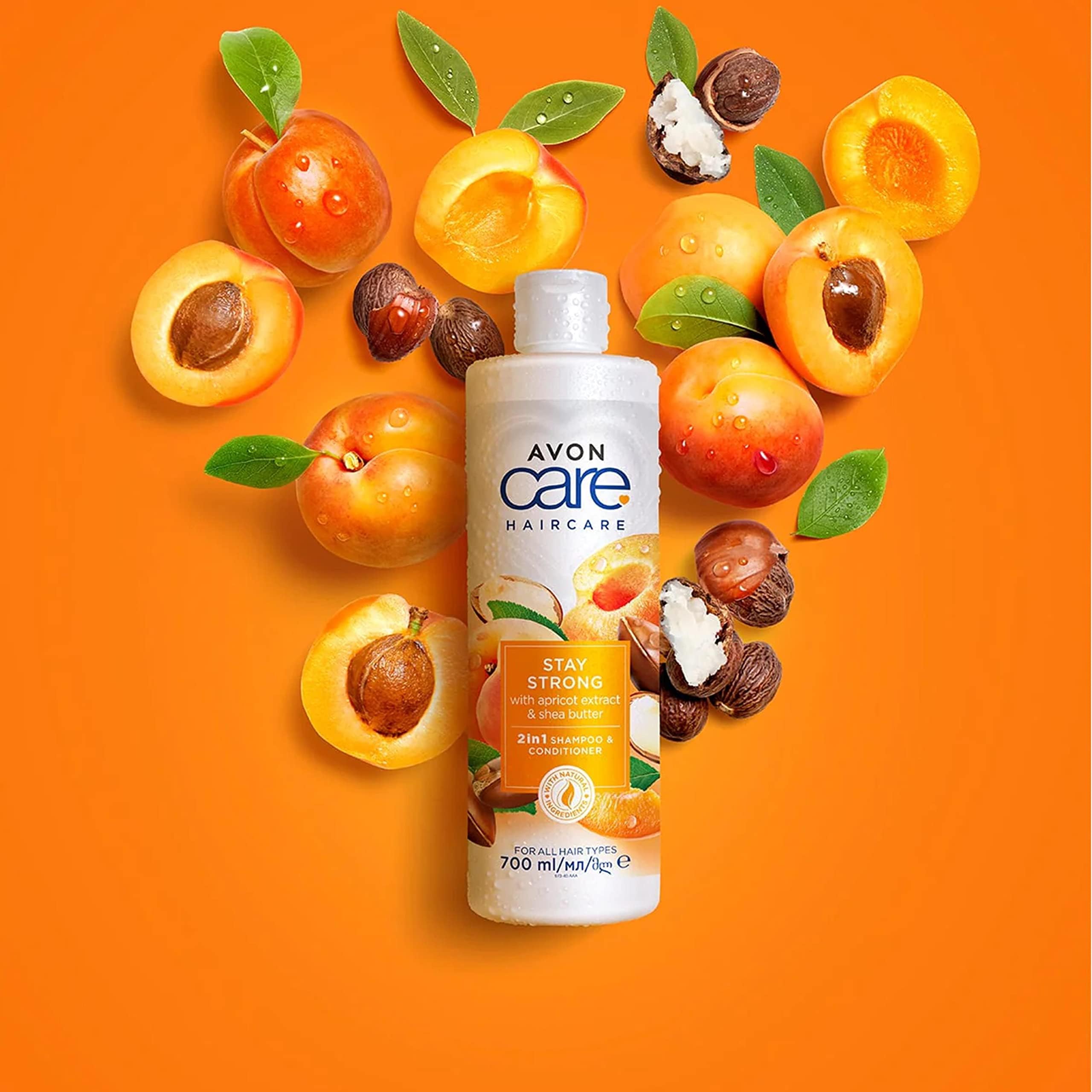 Avon Care Stay Strong 2-in-1 Shampoo & Conditioner Infused with apricot extract and shea butter (1 Bottle)